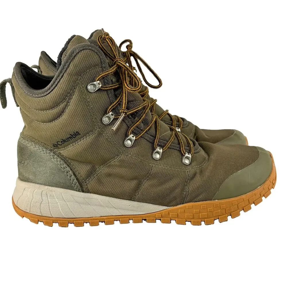 Columbia Fairbanks Omni Heat Waterproof Mens Hiking Trail Boots Olive Brown 11